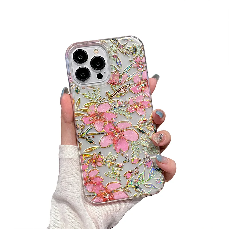 Fashion Mom\'s gift Flower phone case For iPhone 14 13 12 11 Pro Max Fall resistant Shockproof Soft TPU Silicone Protective Cover