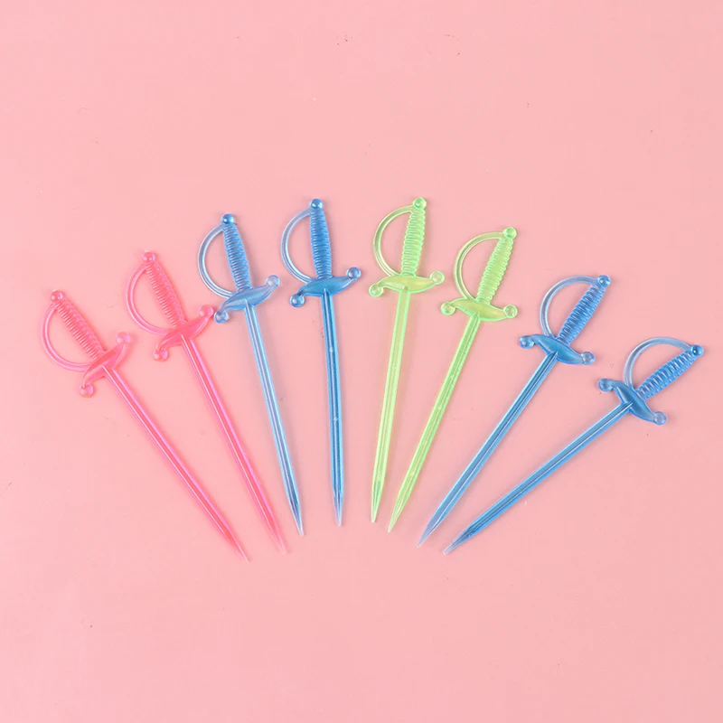 

40pcs Mixed Color Plastic Epee Buffet Sticks For Fruits Cocktail Snack Food Fork Wholesale