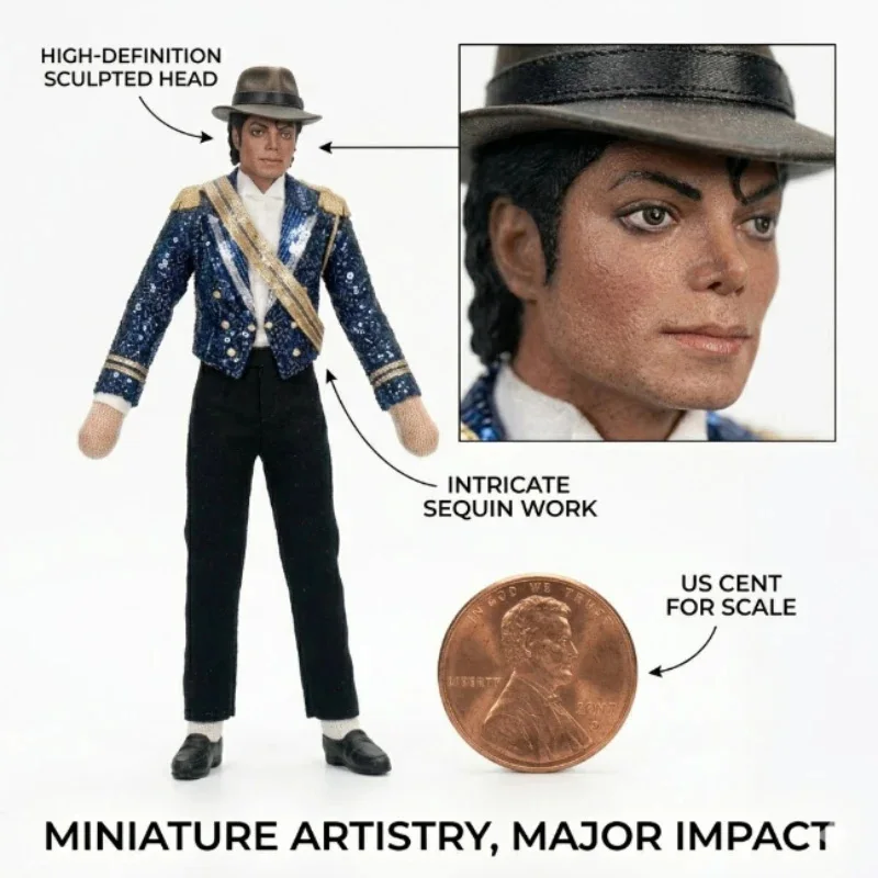 Neue Pop-König Michael Jackson Plüschpuppe Cosplay-Requisite mit flexiblen, beweglichen Gelenken – MJ Plüsch-Abstrakt-Figur, Sammlerstück, Partygeschenk für Fans – Detail 8