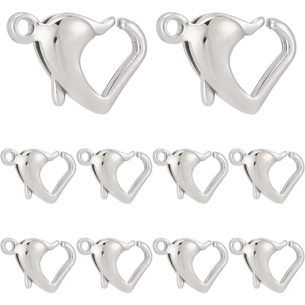 

1 коробка, 10 шт., ювелирные застежки-лобстеры, маленькая застежка-лобстер из нержавеющей стали, застежка-когти в форме сердца, браслет «Любовь», концевые застежки для ювелирных изделий