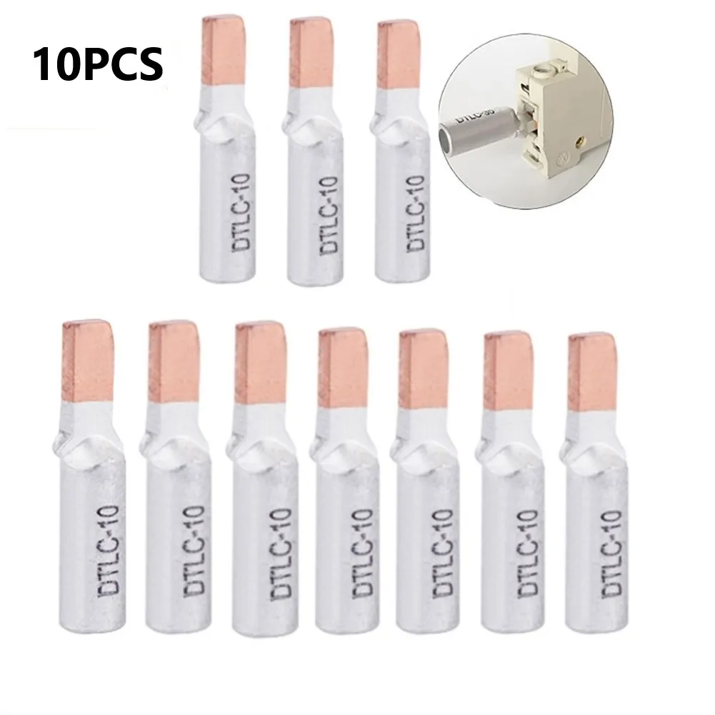 10pcs DTLC Wire Terminal Cable Lugs Bare Wiring Connectors Nose Design Electric Power Fittings For Circuit Breaker 10-25mm2