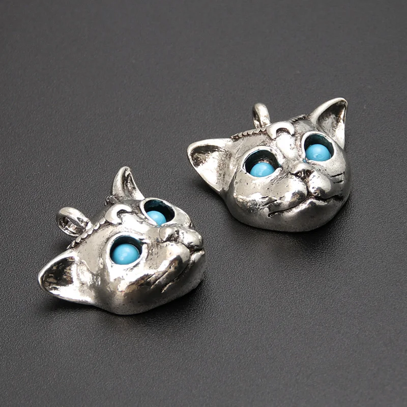 5pcs Silver Color 25x24mm Punk Leopard Head Charms Animal Pendant Fit DIY Handmade Metal Alloy Jewelry Making Supplies