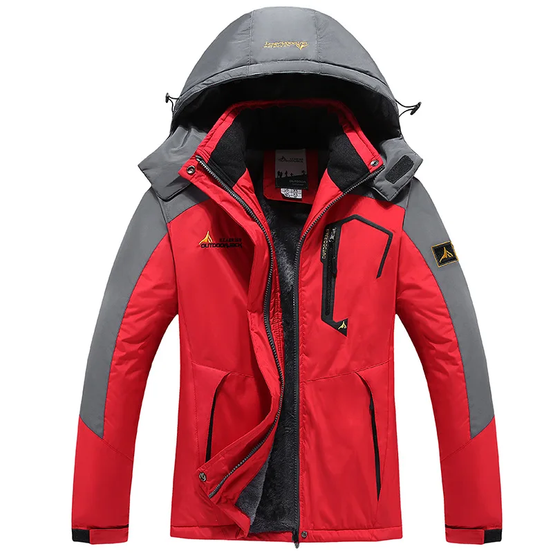 Winter Woman's Parka Outdoor Lining Fleece-lined Thickened Windproof Warm Mountaineering Hooded Jacket Cold-resistant Ski Suit