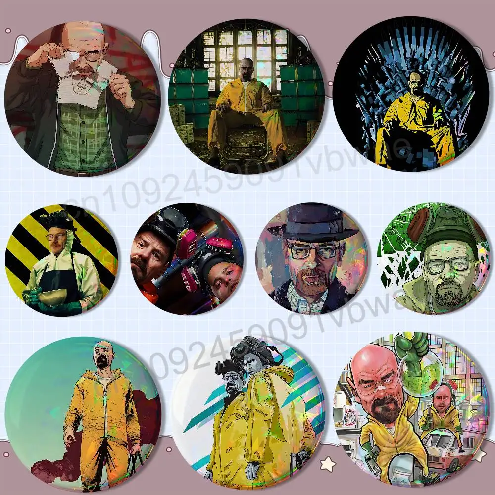 

Walter White movie Breaking Bad HD Print 58mm 44mm Round Lapel Pins Pretty Derby Round Display Brooches Brooch Badges