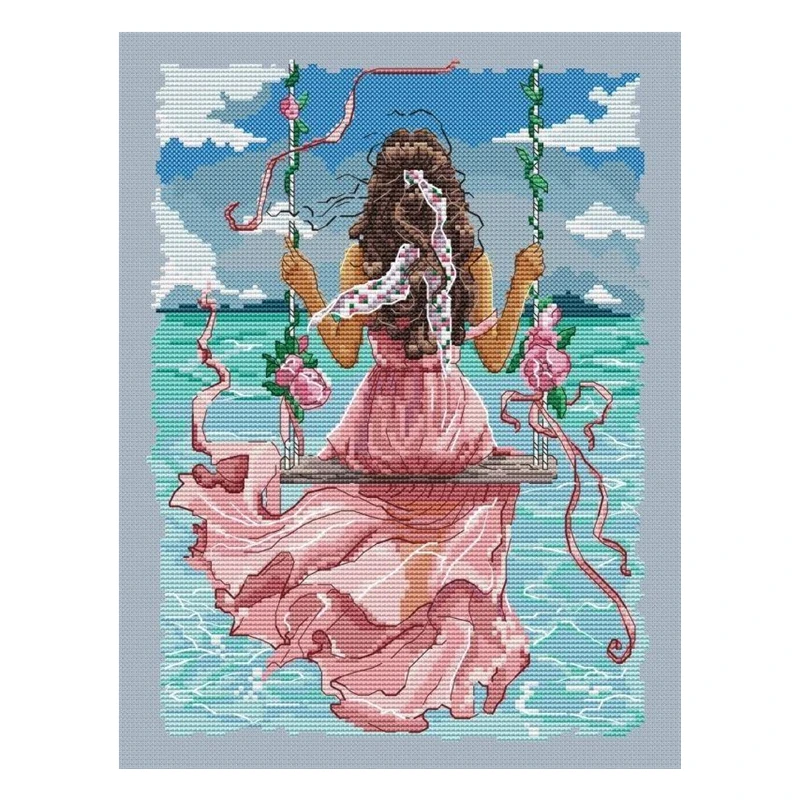 Cross-stitch kit DIY embroidery kit Optional printed handwork Cross-point kit saga Meeting the sea - girl's profile