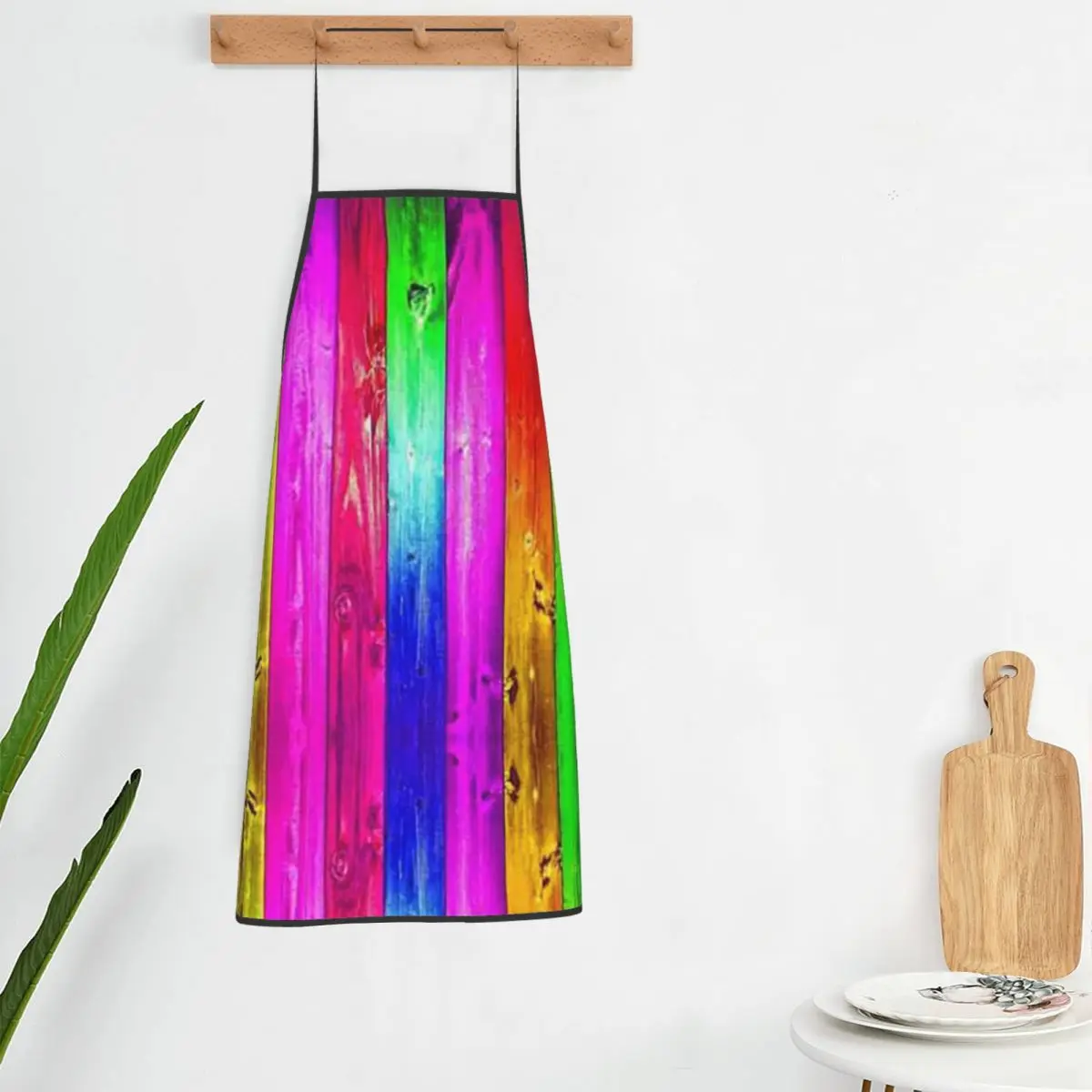 Rainbow Colorful Geometric Printed Aprons Chef Cooking Tablier Sleeveless Bib Kitchen Cleaning Pinafore for Women Men Gardening
