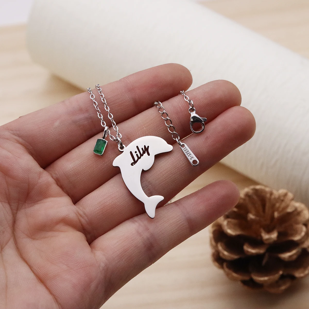 

Todorova Custom Name Women Cute Dolphin Whale Pendant Necklace Stainless Steel Marine Animal Fashion Jewelry