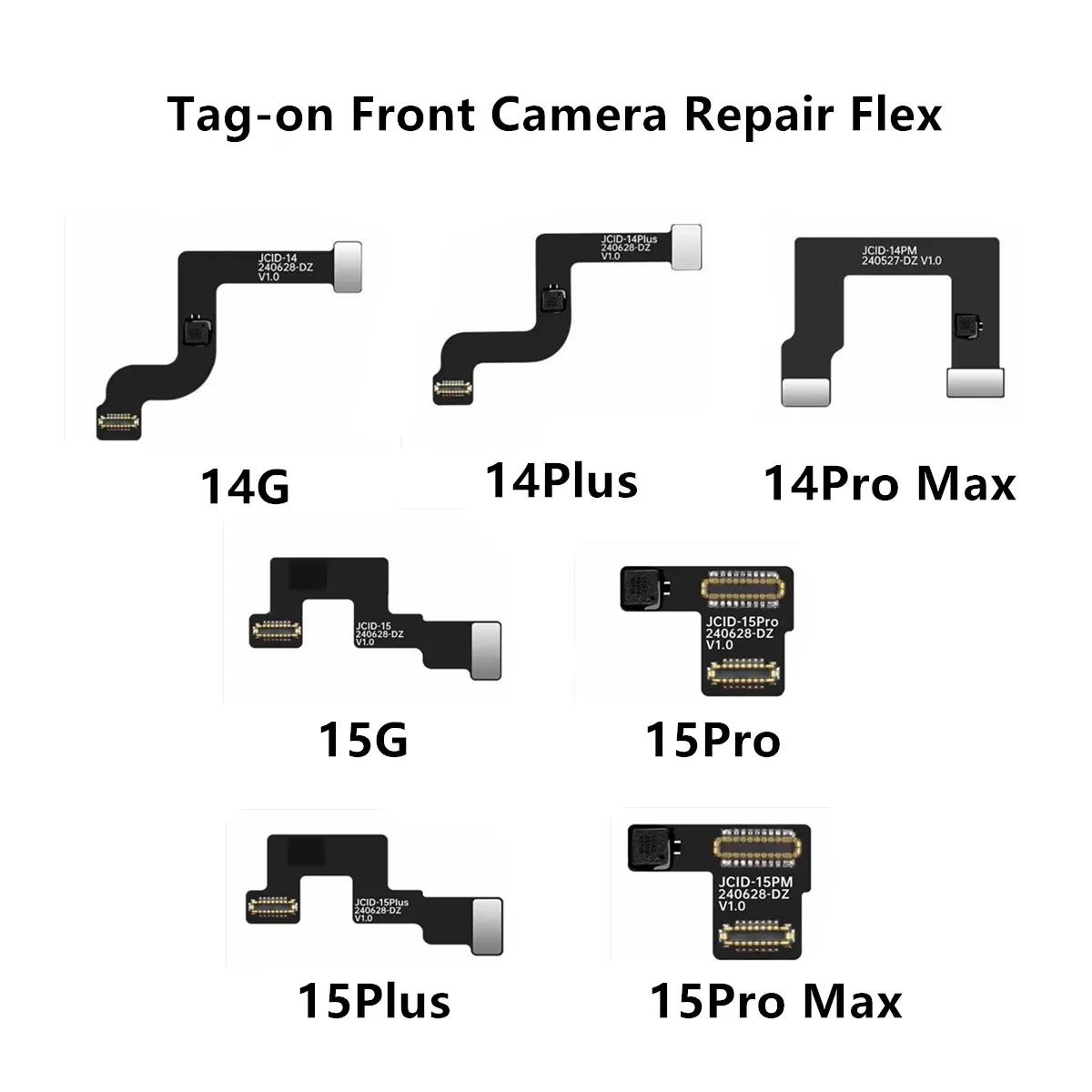 JCID Tag-on Front Camera Repair Flex For iPhone 14/14Plus/14Pro Max/15/15Plus/15Pro/15 Pro Max Front Camera Repair No Soldering