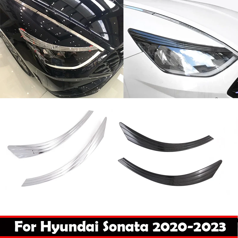 

For Hyundai Sonata 2020 2021 2022 2023 ABS Carbon Fiber Car Head Light Eyebrow Cover headlamp Molding Trim Car accessories