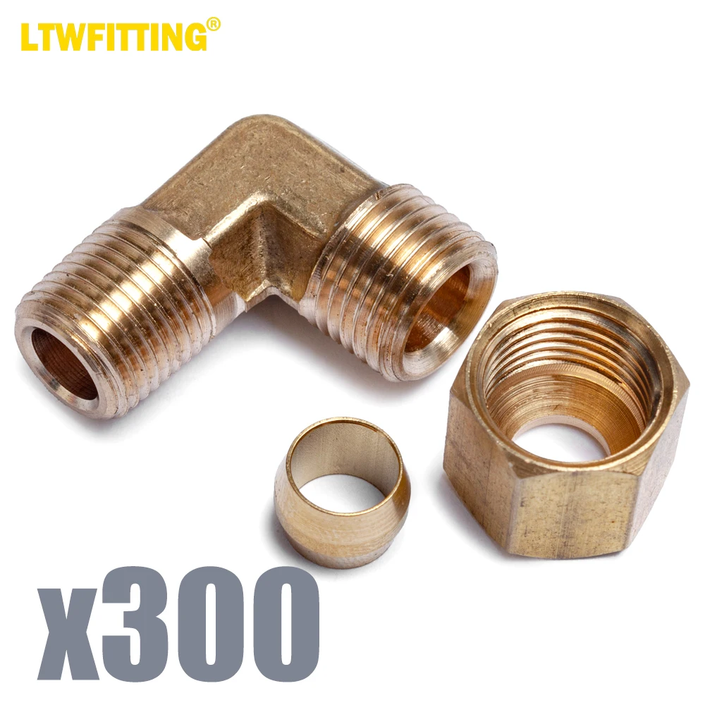 

LTWFITTING 1/4-Inch OD x 1/8-Inch Male NPT 90 Degree Compression Elbow,Brass Compression Fitting (Pack of 300)