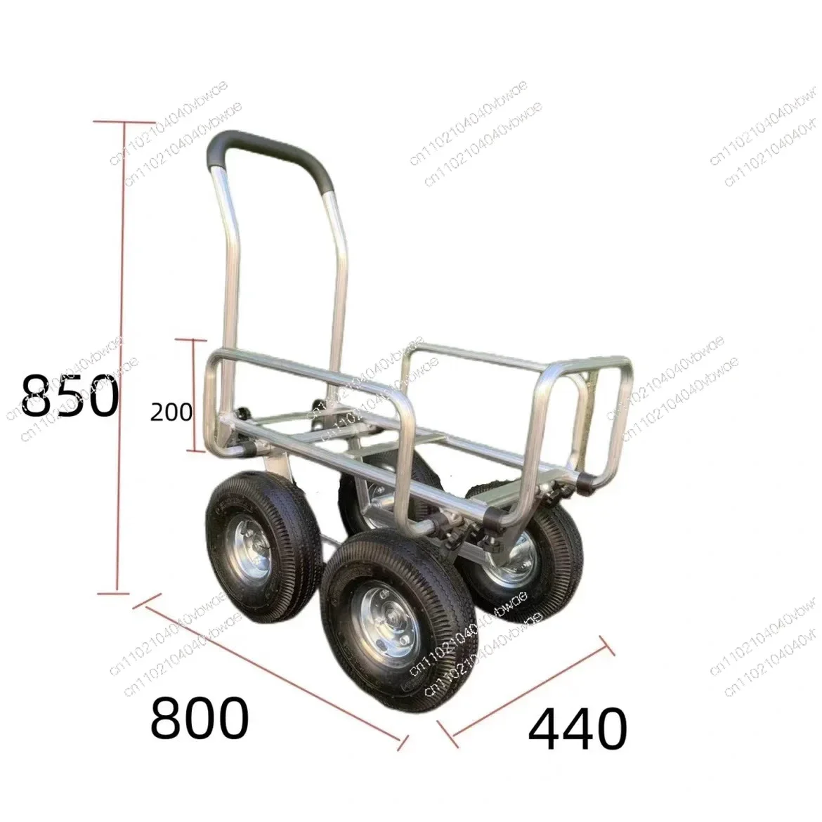 Aluminum four-wheeled multi-function cart Silent flat-panel hand-pushed tool cart Household truck Aluminum light wheeled cart