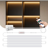 Aluminum Kitchen Under Cabinet LED Lighting Kit Linkable LED Bar Light Remote Control Dimmable Switch for Wardrobe Closet Decor