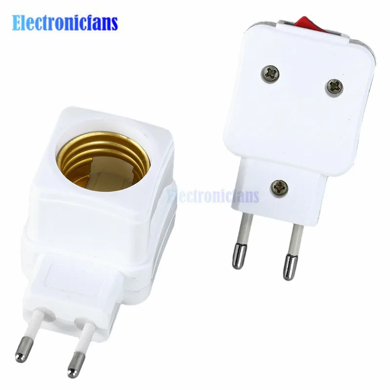 Lâmpada de luz LED Lâmpadas Socket Base, EU Plug Adapter, ON e OFF Switch, E27
