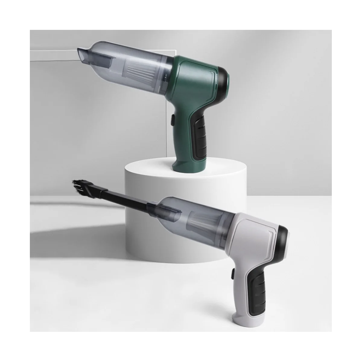 Автомобильный пылесос 3-в-1, ручной пылесос с беспроводной зарядкой, 9000 па, серый