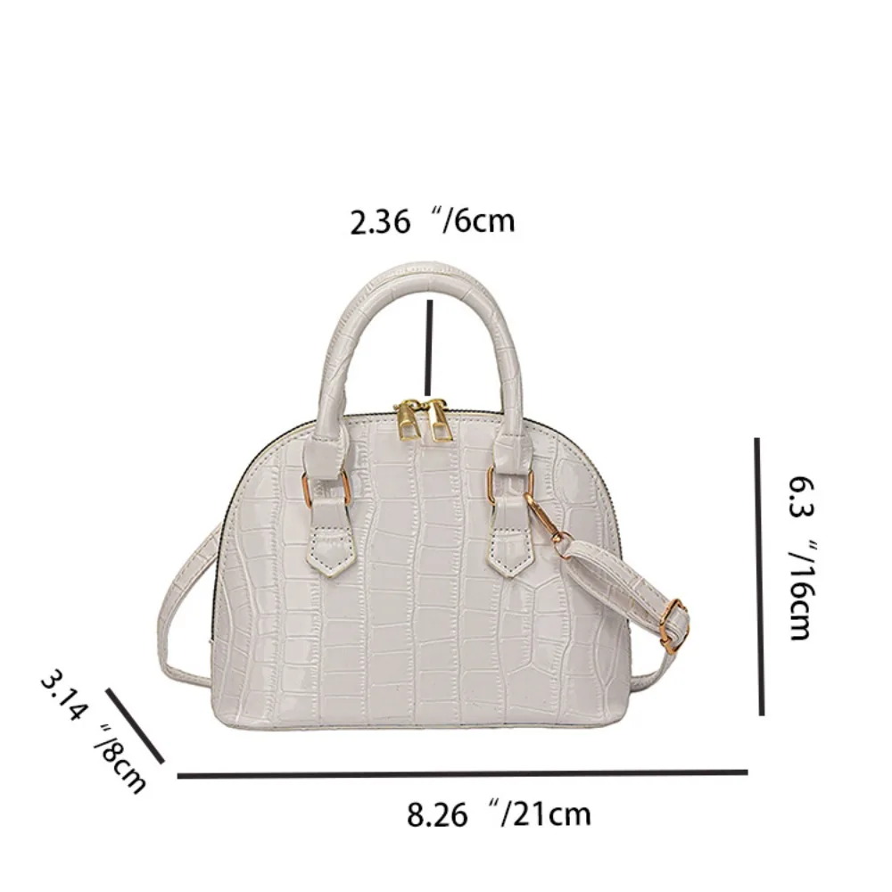 Solid Color Shell Bag Retro Crocodile Pattern Pu Leather Crossbody Bag Waterproof Shoulder Bag Women