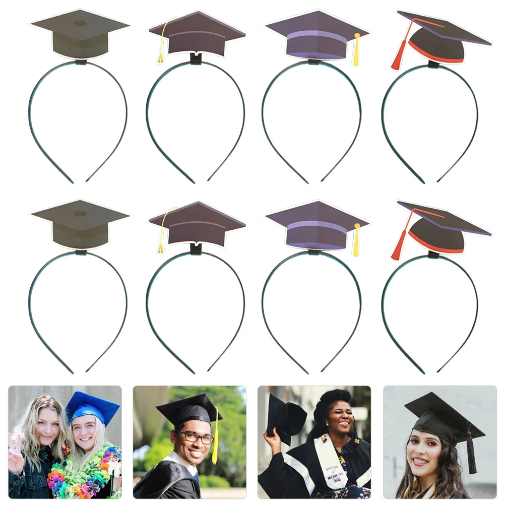

8 Pcs Headb Hair Hoop Party Headdress Decorative Funny Hat Photo Props Selfie Group Graduation Headdress Family Friends