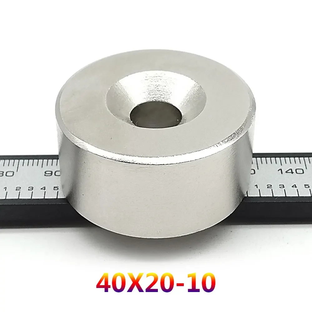 1/2/3PCS Neodymium Disc Magnets with Hole 40*10 40*20 mm Hole 6mm Countersunk Round Strong Magnet 40x10-6 40x10-8mm 40x20-10 mm