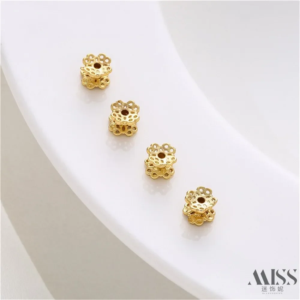 18K goud omwikkeld kleur mat goud dubbelzijdig bloemenbakje kralenbakje DIY handgemaakte kralen armband ketting sieraden accessoires