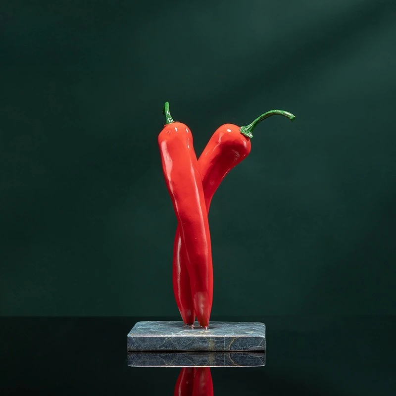 Copper and gold years are prosperous, pepper brass ornament simulation, red pepper copper ornament, plant small pepper