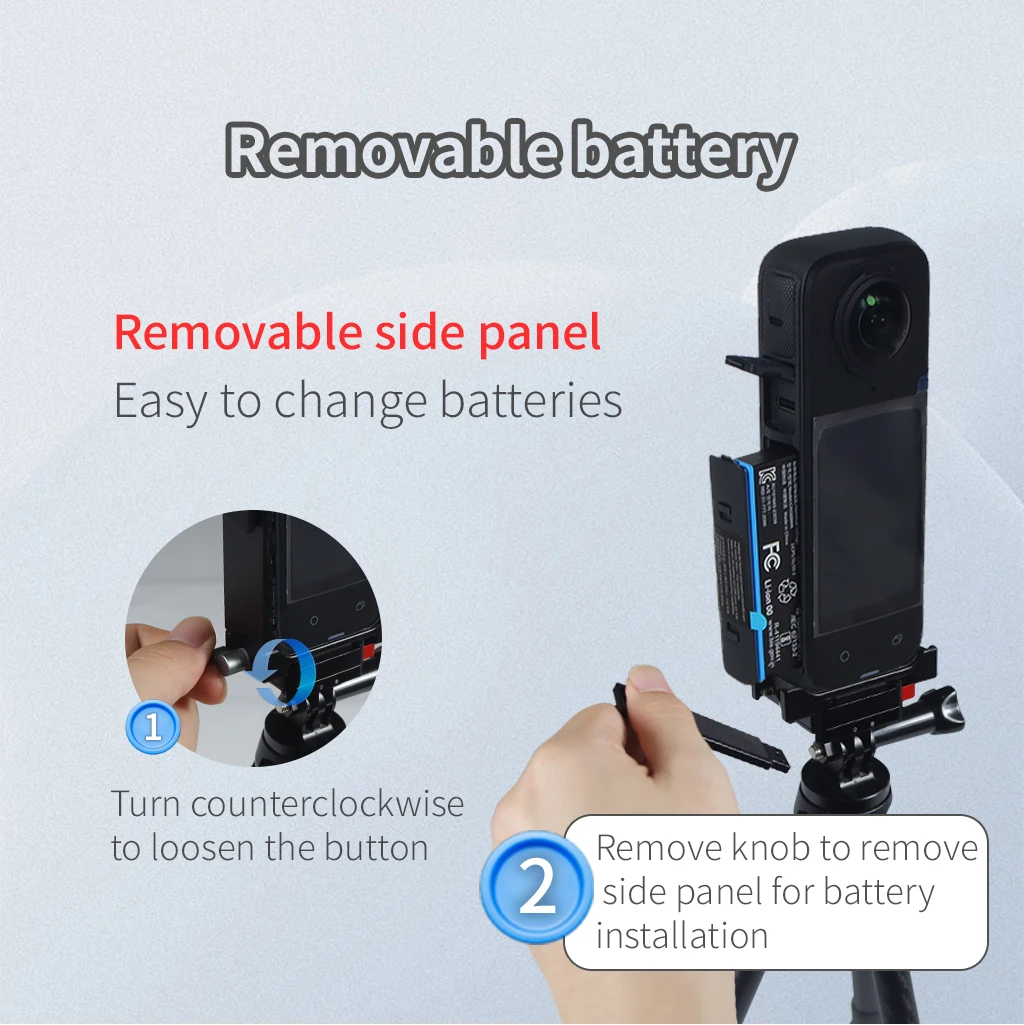 Aluminium-Schnellwechselbasis Magnetischer Klappbarer Stativadapter mit 2x Kaltschuhhalterungen für Insta360 X6 X5 X4 X3 Panorama-Actionkamera – Detail 9