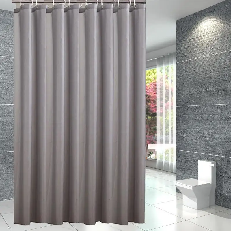 防水ポリエステルバスカーテン無地バスルームシャワーカーテンリングホテルバスカーテンクロスボーダー家庭用クリーニング