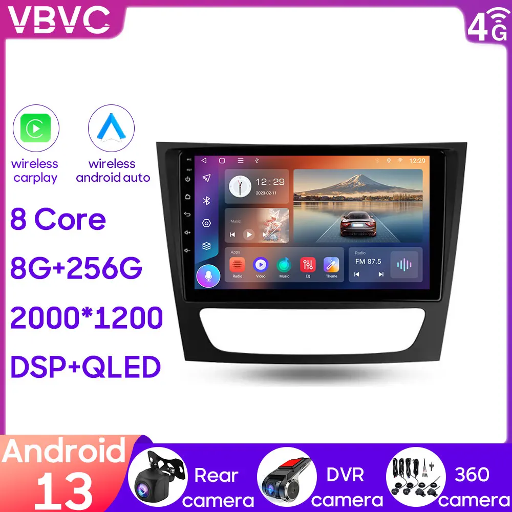 

Автомагнитола для Mercedes Benz E Class S211 W211 CLS Class C219 2002-2010, мультимедийная система с GPS-навигацией, BT, Carplay, стереоплеером, Wi-Fi
