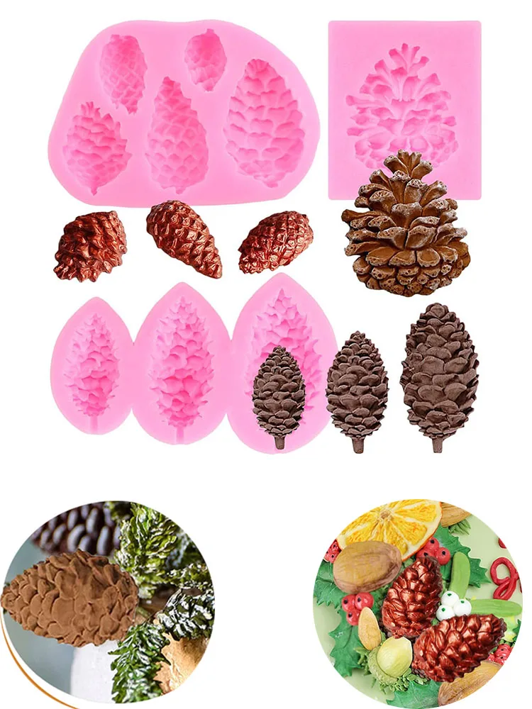 Moule à Fondant en Silicone pomme de pin, moule à bonbons au chocolat pour décoration de gâteau, décoration de Cupcake, sucre artisanal, pâte de gomme polymère
