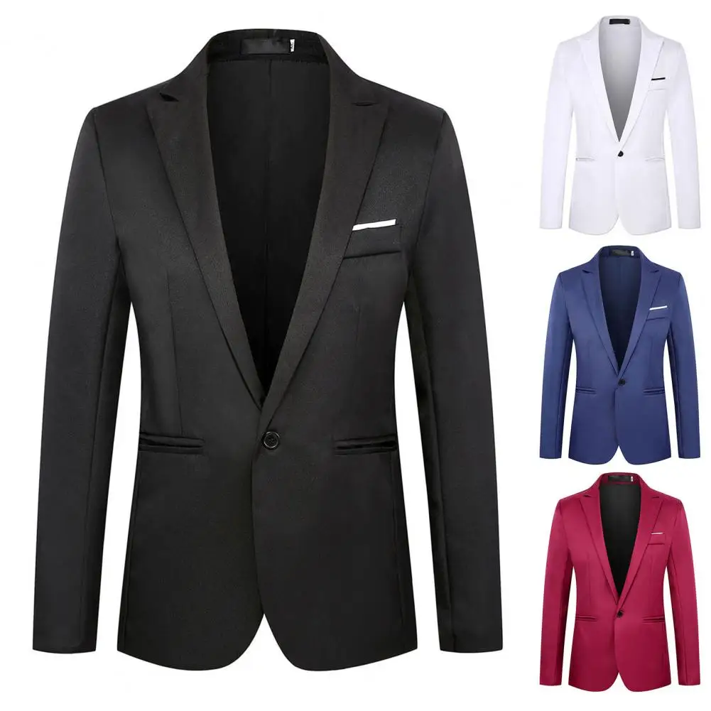 Classic Business Blazer Outwear Unique Cutting Trendy Lapel Slim Wedding Suit Coat  Men Blazer All-Match