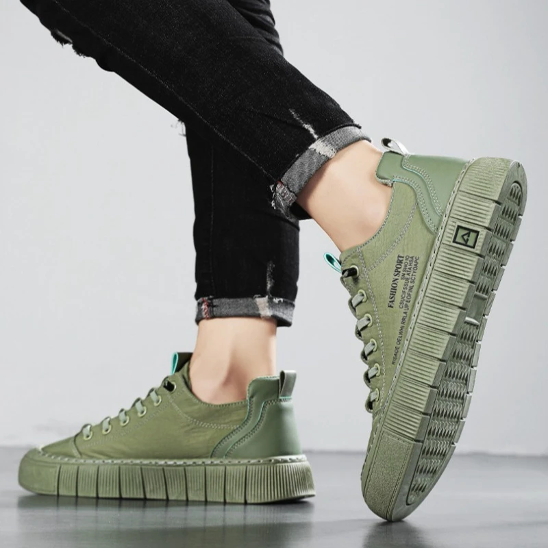 Men's Chunky Sole Low Top Canvas Sneakers Breathable Mesh Lace Up Comfortable Casual Fashion Shoes 2026 New Arrival