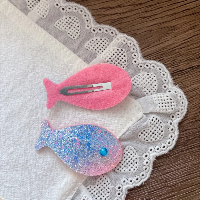 Hair Clips Glitter Rainbow Fish Shaped Gradient Resin Lightweight Durable Cute for Children Daily Party Wear Hair Accessories