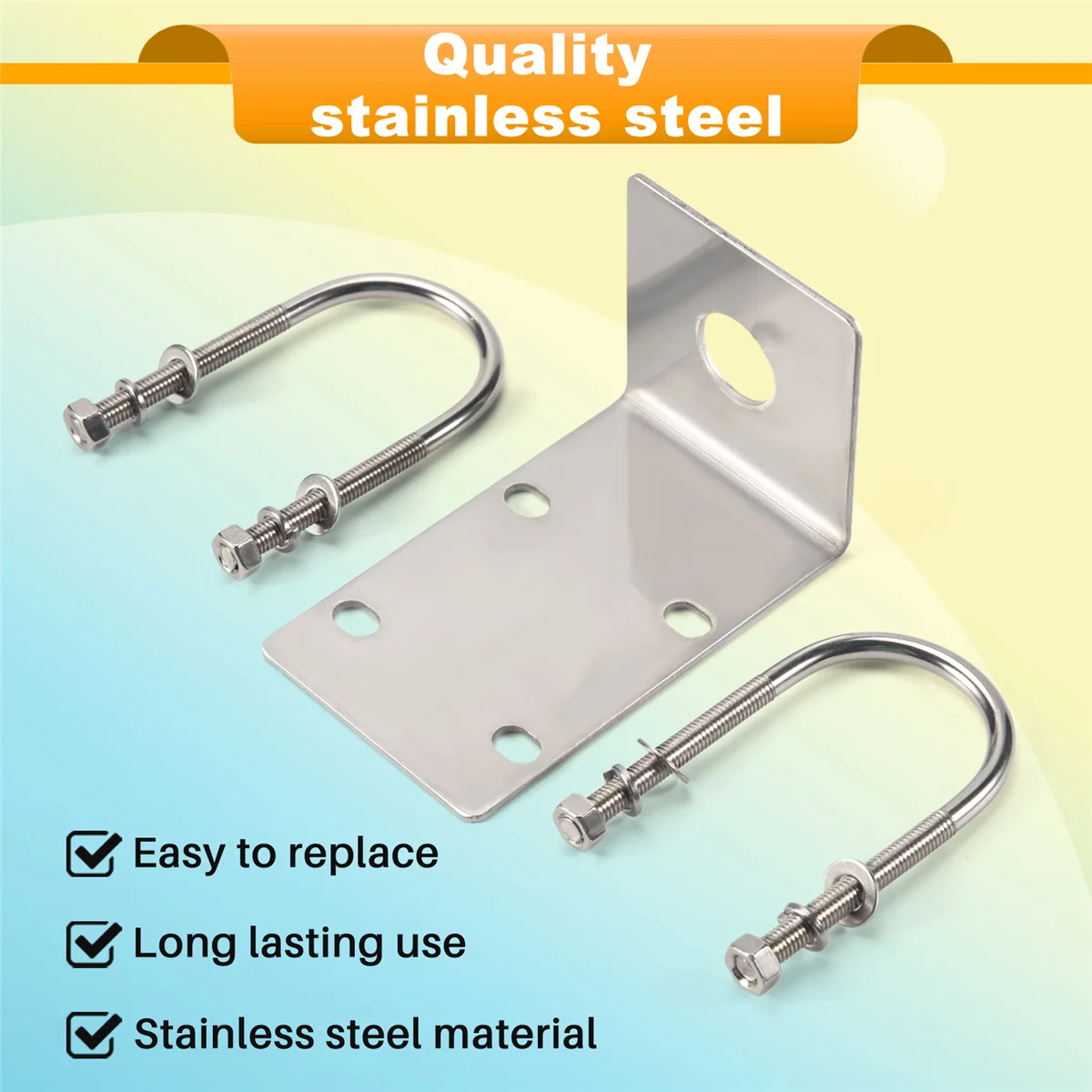 Stainless Steel Antenna Mount Bracket with U Style Bolts for Ham UHF VHF CB Cellular Trucker Antenna Use Accepted NND