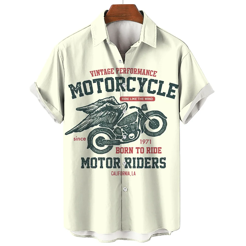 Vintage Shirt Motorcycle Pattern Short-Sleeved Tops Summer Men\'S Clothing 2023 T-Shirt For Men 1971 3d Printing Tees