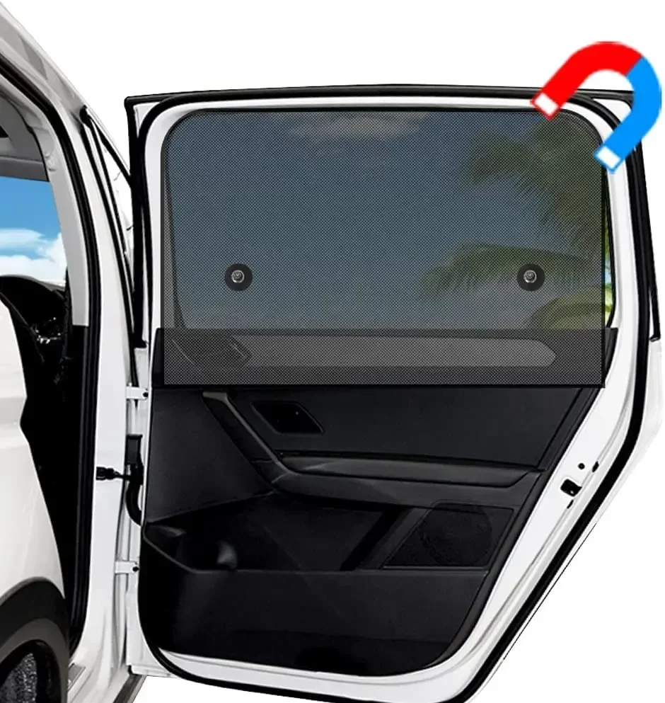 Car Strong Magnet Adsorption Window Cover Sunshade Blackout Heat Insulation Car Window Curtain Side Window Auto Film Accessories