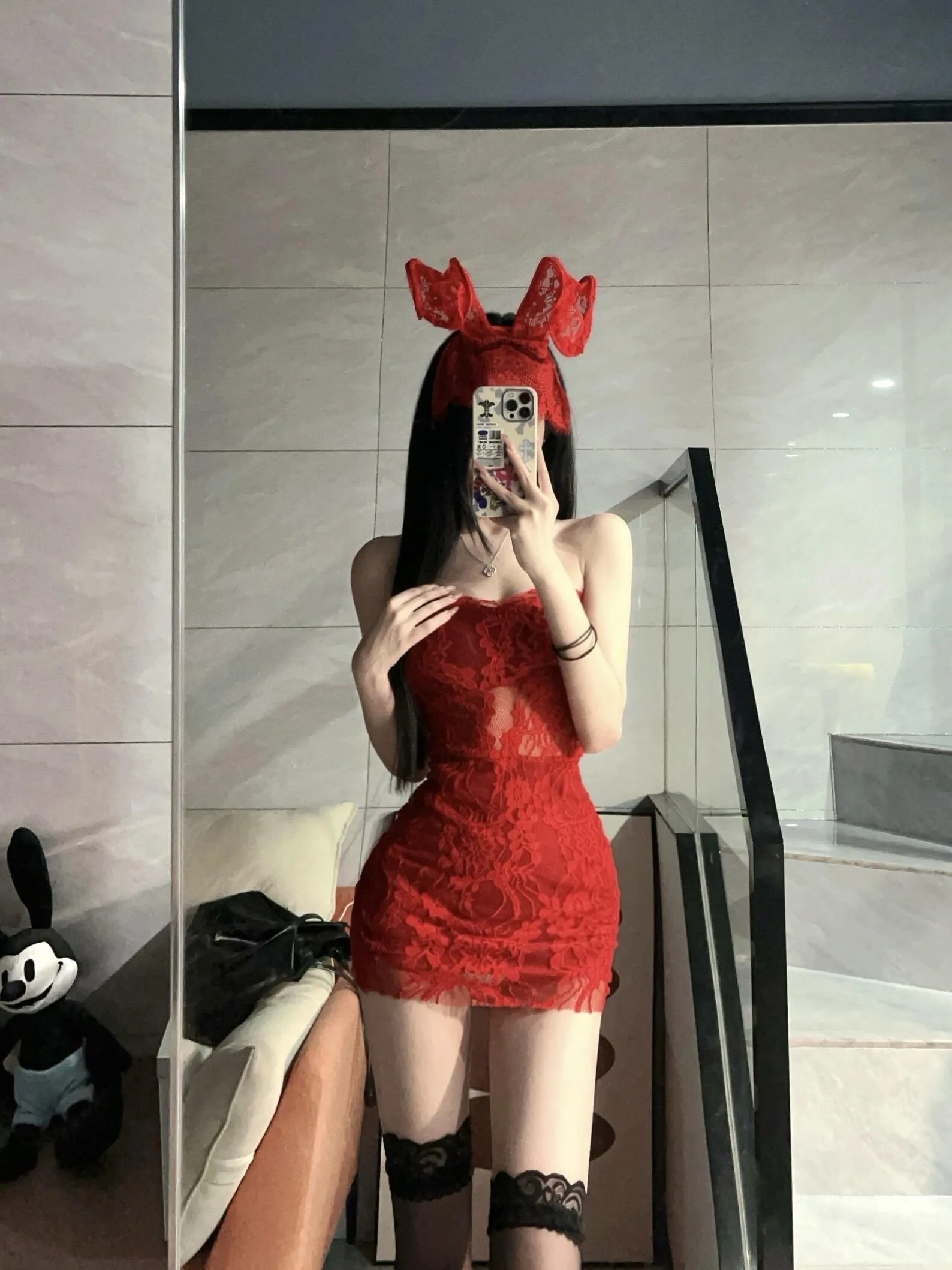

Red Lace Dr loween Cosplay Rabbit Girl Outfit Spicy ort Skirt Pure Desire Sle Women's Faion Winter 2025