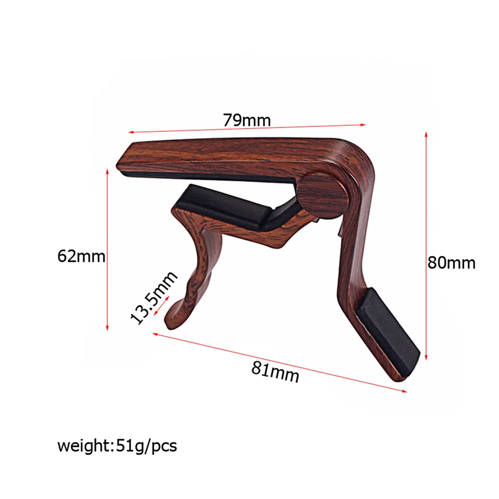 

Guitar Capo Aluminum Alloy Wood Color Silicone Pad No Scratch Quick Release Re-Tune Clip-On For Acoustic Electric