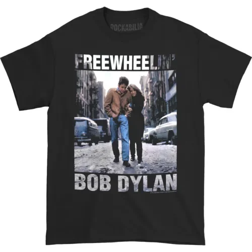 Men\'s Bob Dylan Freewheelin\' Slim Fit T shirt XXXX Large Black long or short sleeves