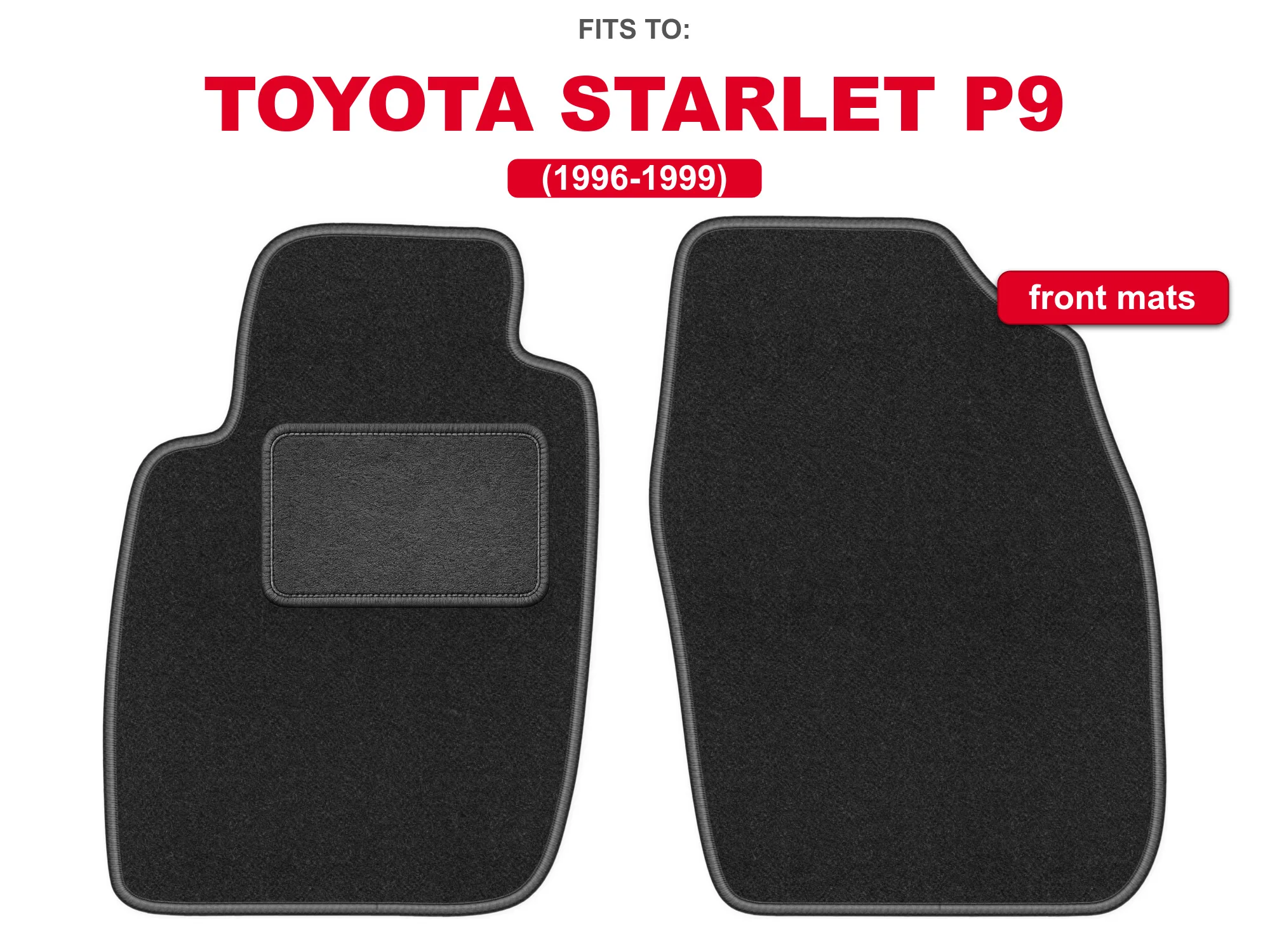 Velours vloermatten vooraan voor: Toyota Starlet P9 1996-1999 hatchback grafiet set auto vloermatten vooraan voor voertuigvloer
