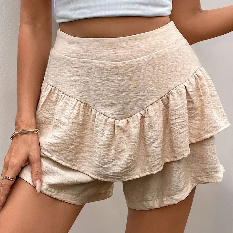 New Fashionable Wide Leg Shorts with Drop Feel Fold Casual Skirts Three Quarter Pants for Women