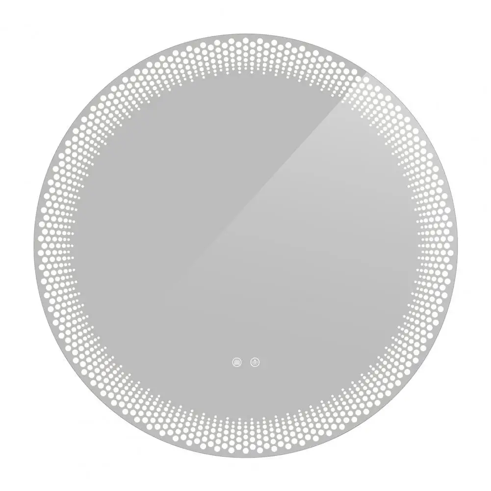 LED Bathroom Mirror Round Wall Mounted Lighted Mirror 3 Colors Brightness Dimmable Anti-Fog Shatter-Proof Vanity Light Circle