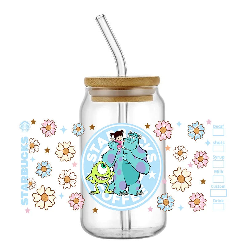 Gemischt niedlichen Cartoon 6oz UV Dtf Cup Wrap Transfer Aufkleber benutzer definierte Etiketten DIY dauerhafte wasserdichte Logo für Libbey Glas kann