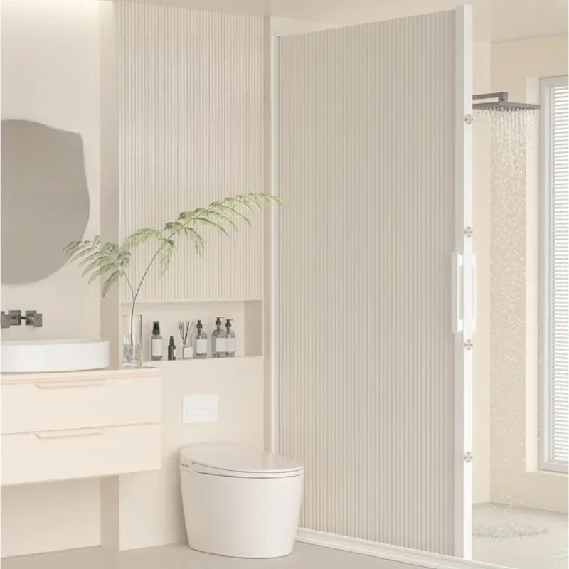 Bathroom dry and wet separation partition curtain magnetic attraction invisible folding door curtain mildew-proof quick drying