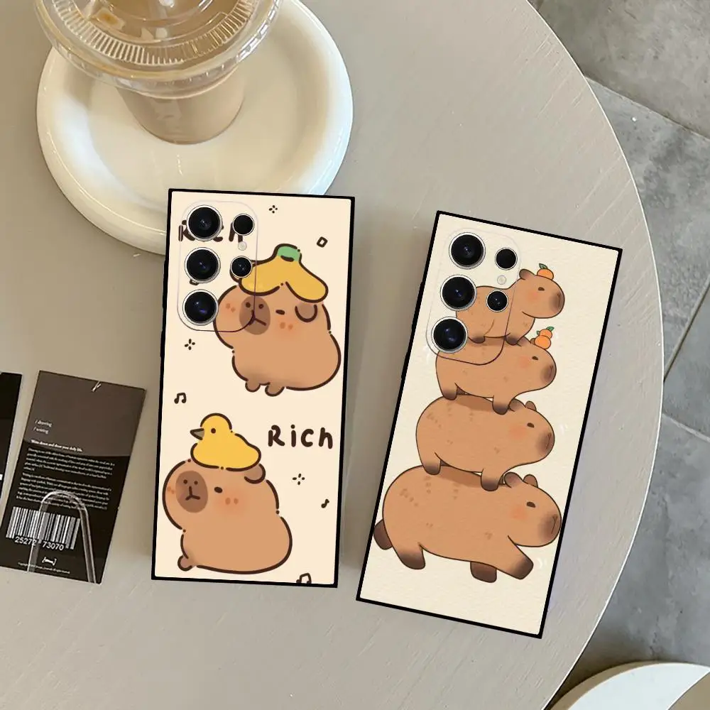 

Capybara Phone Case For Samsung Galaxy S24 S23 S22 S21 S20 Ultra FE Plus M55 M54 Black Case Cover