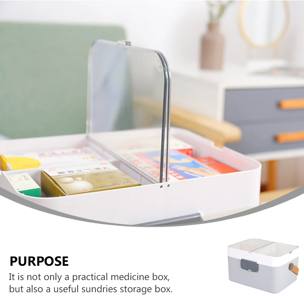 صندوق دواء محمول للإسعافات الأولية، منظم تخزين متين متعدد الشبكات للاستخدام المنزلي، علبة حبوب عملية مدمجة، طبية منزلية #3