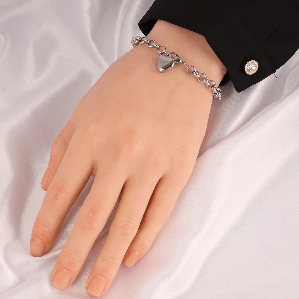 316L Stainless Steel Heart Bracelet For Women Fashion   Heart Pendant Chain Bracelets Jewelry Gift