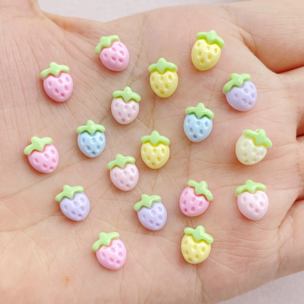 30Pcs New Cute Resin Small Strawberry Flat Back Ornament Jewelry Making Manicure Hairwear Accessories