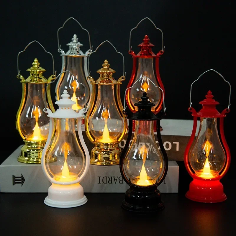 LED Retro Small Oil Lamp Portable Electronic Candle Light For Child Bedroom Night Lamp Holiday Party Christmas Decoration