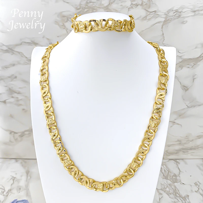 61cm Lange Trendige Herrenkette Hip-Hop Dubai 18K Vergoldetes Schmuckset Armband Herren Mode Y2K Verlobungsschmuck Beste Geschenke