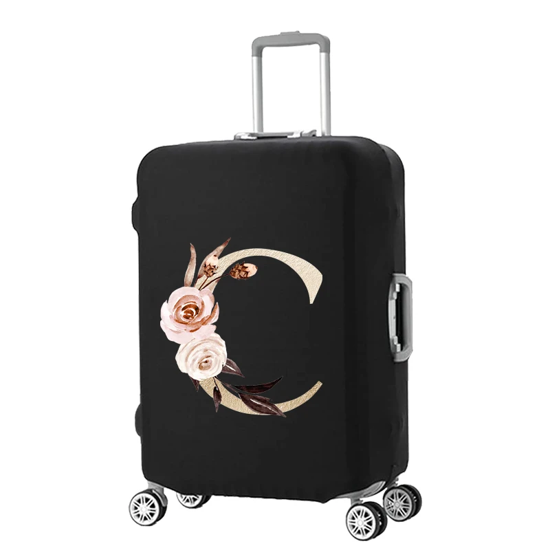 Golden Dead Leaves Letters Luggage Case Suitcase Protective Cover Dust Cover Scratch Resistant Suitcase Travel Accessories