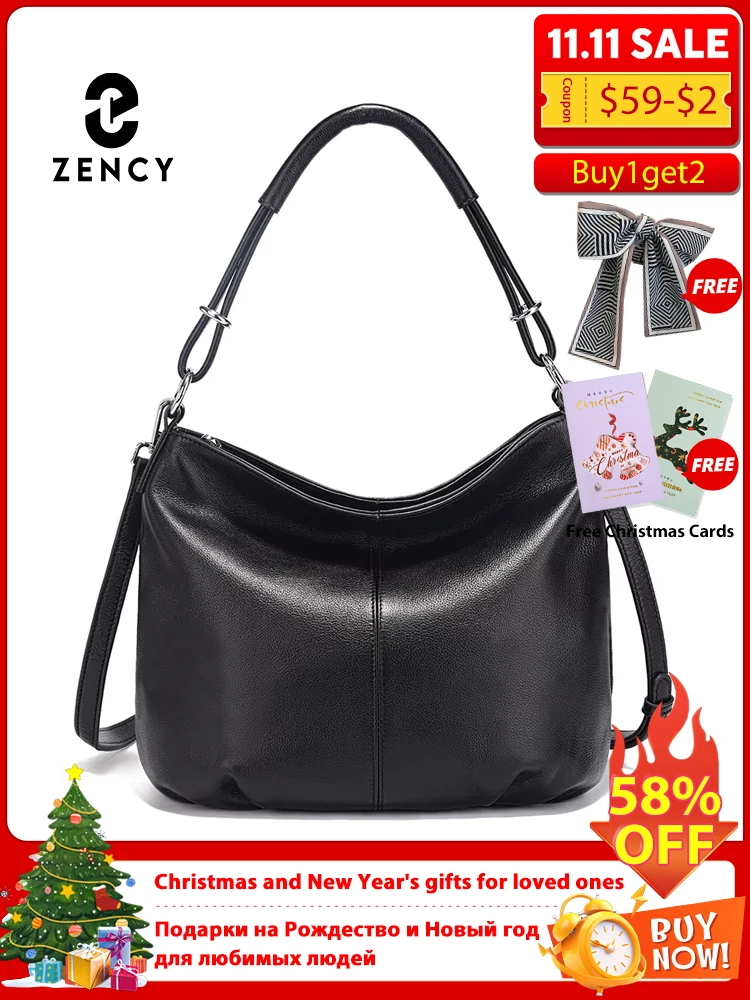 

Zency коричневая новая женская мягкая сумка через плечо из воловьей кожи, сумки через плечо, кожаная сумка-хобо, черная сумка из натуральной яловой кожи