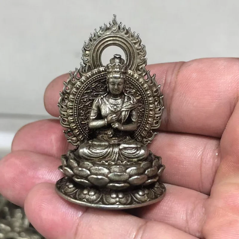 

Белая медная статуя Наньхуа Сидящая богиня Домашний зал Будды Орнамент Гуаньинь